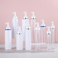 Bouteilles en plastique transparentes blanches à épaules plates de 100/120/150/200/250/300/400/500 ml en stock, bouteilles PET pour lotion