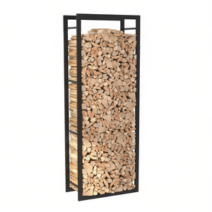 Support à bois de chauffage 19,7x11x52 pouces en fer noir thermolaqué, style moderne, pour rangement de cheminée - Product Image 1