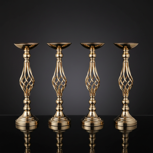 VINCIGANT Set di 6 Vasi <span class=keywords><strong>Moderni</strong></span> in Metallo Dorato e Argentato di Alta Qualità per Centrotavola Matrimoniali e Portacandele Profumate 50cm - Product Image 1