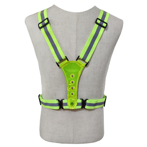 <span class=keywords><strong>Gilet</strong></span> de sécurité pour le cyclisme Vert/Noir/Orange 8 LED clignotantes et lumineuses, avec bouton, batterie au lithium, réglable, en polyester réfléchissant - Product Image 2