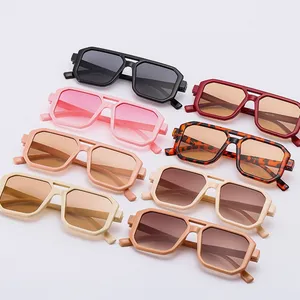 FF1086 Kids Boys Girls Flat Top Square Sun Glasses UV400 Protection Toddler Baby Oversized Square Sunglasses