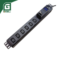 GETEKnet Unité de distribution d'alimentation intelligente (PDU) 6 ports 220V-250V 16A 1.5U*19'' avec prise C13 et câble d'alimentation allemand de 1,8m