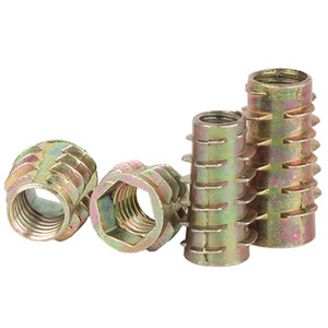 Tuercas hexagonales con brida surtidas M4 M6 de acero al carbono cincado, tuercas de inserción roscadas para madera - Product Image 2