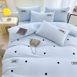 Set di biancheria da letto per bambini in 4 pezzi di alta qualità <span class=keywords><strong>copripiumino</strong></span> in microfibra <span class=keywords><strong>blu</strong></span> con ricamo floreale con motivo a cartone animato per uso domestico - Product Image 3