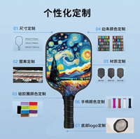 Ensemble de raquettes de pickleball Color Design, 16 mm, 3K T700, approuvé PP, pour adultes, en fibre de carbone, noyau en nid d'abeille, 40 trous, écologique, durable