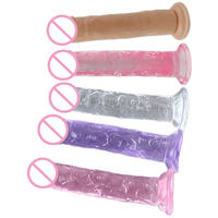 Venta al por Mayor Consolador Realista Personalizable de Cristal Suave y Flexible con Ventosa, Juguete Sexual de TPE y Silicona para Masaje de Pene