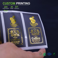 Autocollants personnalisés avec logo, style vintage, dorure à chaud, vinyle noir, imperméables, durables, anti-contrefaçon pour l'identité de marque des entreprises de café