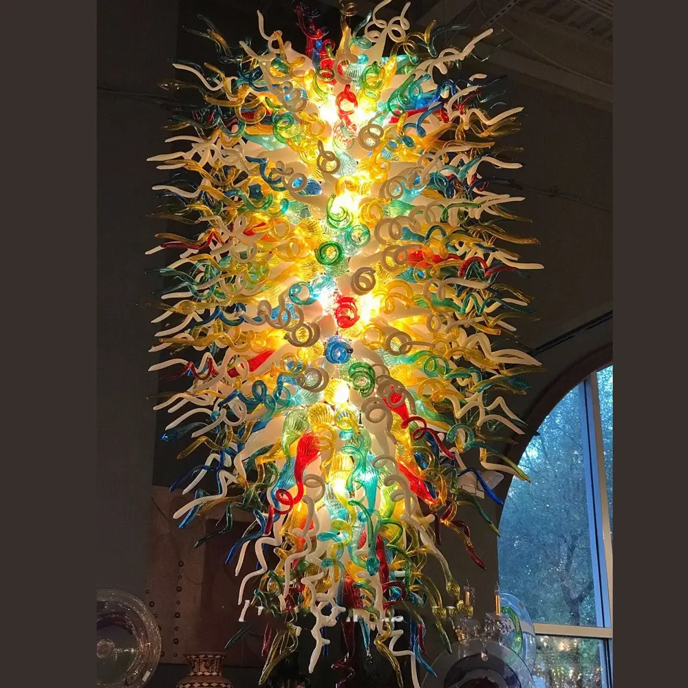 Newest Design Indoor Lighting Hotel Lobby Colorful Murano Glass Modern Chandelier for Stairs