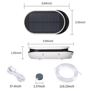 Aerador Solar Portátil para Exterior com Bateria Recarregável, Bomba de Ar Oxigenadora e Kit <span class=keywords><strong>Compressor</strong></span> para Pesca e Aquário - Product Image 3
