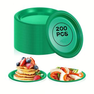 Assiettes en plastique PS écologiques, faciles à nettoyer, réutilisables, pour aliments, fruits, desserts, dîners - Product Image 1