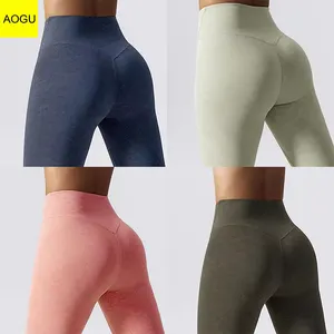 Calças esportivas personalizadas para ioga e academia, leggings estampadas para mulheres de cintura alta por atacado