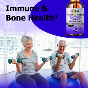 Mélange exclusif OEM ODM de poivre de Cayenne, de baies d'aubépine, de curcuma, de vitamines K2 et D3 en gouttes liquides pour soutenir la santé immunitaire et osseuse - Product Image 5