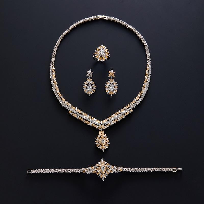 New Fashion Jewelry Sets Women Wedding Square Bling Zircon Pendant Necklace Dangle Drop Earrings Bridal Banquet Party Luxury Set 
