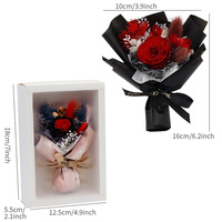 Cadeau pour la Saint-Valentin, la fête des mères, un anniversaire : hortensia, fleur éternelle, petite rose Austin, boîte cadeau, bouquet fait main, modèle CN