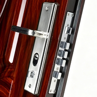 Porte de sécurité extérieure en acier moderne de haute qualité avec verre et grille métallique décorative pour entrée de maison ou villa