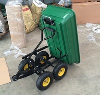 Chariot de jardin industriel de 300 kg, bac en plastique maillé de 75 L, pneumatique, 4 roues, conteneur métallique, outils, certifié CE, 1 an de garantie