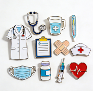 Broche personnalisée en émail métallique pour infirmière et médecin, stéthoscope, électrocardiogramme, badge d'ambulance, épingle de revers en émail souple - Product Image 2
