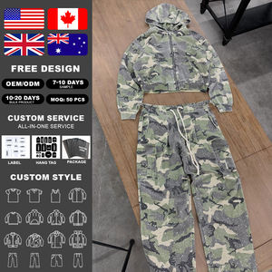 Conjunto de Sudadera con Capucha y Cremallera para Hombre KIingSen, Invierno, Transpirable, 400gsm, Algodón Terry, Estampado Digital con Personajes, Camuflaje, Pedrería - Product Image 2