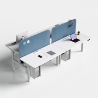 Bureau électrique moderne assis-debout à double moteur, station de travail blanche intelligente avec contrôle par application, support d'ordinateur de bureau à hauteur réglable