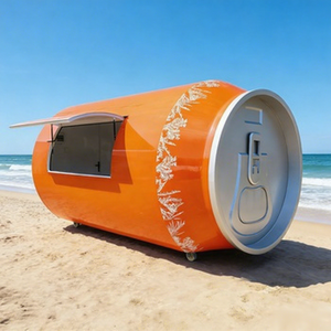 รถเข็นเหล็กชุบสังกะสีเคลื่อนที่สำหรับขายเครื่องดื่มอเมริกัน กาแฟ ไอศกรีม เบียร์ และเครื่องดื่มกระป๋อง - Product Image 1