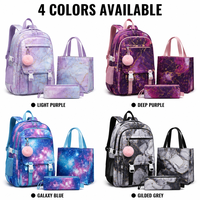 Set Ransel Oxford Nylon Warna Gradasi dengan Tali Punggung Berbantalan Udara, Bernapas, Tahan Air, Ultra-ringan, Tas Sekolah, Tempat Makan Siang untuk Siswa