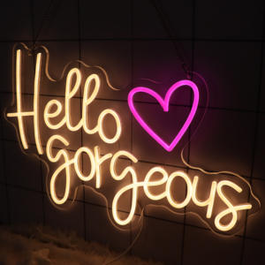 American Warehouse Hello Gorgeous English Letters <span class=keywords><strong>LED</strong></span> <span class=keywords><strong>Neon</strong></span> <span class=keywords><strong>Neon</strong></span> Warm White Light Sign Wedding Party IP65 Grade <span class=keywords><strong>Neon</strong></span> - Product Image 6