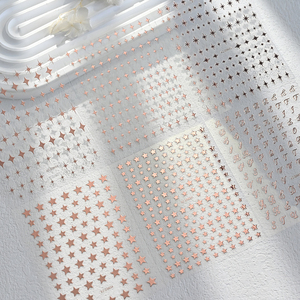6 autocollants 3D pour ongles, motif étoile dorée champagne, style Y2K, brillants, pentagramme, lettres autocollantes pour ongles - Product Image 5