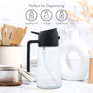 Bouteille Distributrice d'Huile d'Olive 2-en-1 de 470 ml en Verre et PP de Qualité Supérieure, Vaporisateur d'Huile Résistant à la Chaleur pour la Cuisson - Product Image 2