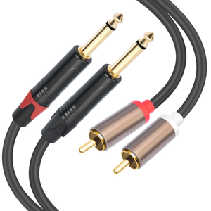 <span class=keywords><strong>Cable</strong></span> Adaptador de Audio Estéreo Dual de 6.35MM TS Macho a 2 RCA Macho de 1.5M 3M 5M 6M de Longitud para Amplificador, <span class=keywords><strong>Altavoz</strong></span>, TV, DVD - Product Image 1