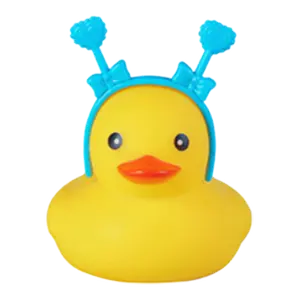 浴鸭定制定制可爱蓝色头带造型心形橡胶鸭浴玩具乙烯基动漫人物玩具工艺玩具