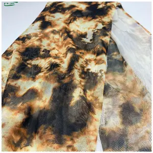 Custom wholesale high quality luxury polyester leopard printed stretch Plain mesh fabric for dress