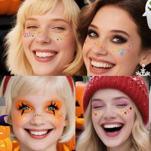Pegatinas de Tatuajes Temporales con Purpurina Multicolor Arcoíris, Impermeables, con Diseño de Corazones Lindos y Puntos Brillantes para la Cara - Product Image 4