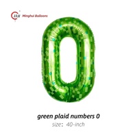 Ballons en Mylar à chiffres de 40 pouces, motif à carreaux vert pixelisé, chiffres 0 à 9, ensemble complet, style jeu Minecraft, grands chiffres, pour enfants