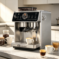 Máquina de Espresso Anbolife de Doble Caldera, 2800W, 20 Bares, Bomba Doble, Control PID, Portafiltro de 58mm, Molinillo OEM