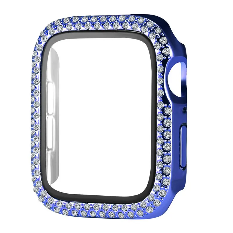 Luxo Bling Diamond Watch Protetor de Tela Caso Anti-risco Capa Protetora Para Apple Watch 4 5 6 se
