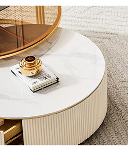 Set di Tavolini <span class=keywords><strong>da</strong></span> Caffè in Marmo e Legno di <span class=keywords><strong>Design</strong></span> Moderno e Lussuoso per Soggiorno, <span class=keywords><strong>Arredamento</strong></span> Fluttuante Elegante e Alla Moda - Product Image 2