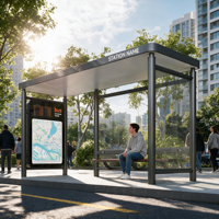 Abri de bus publicitaire double face éclairé, panneau lumineux extérieur pour arrêt de transport, OEM, vente en gros, acier personnalisé