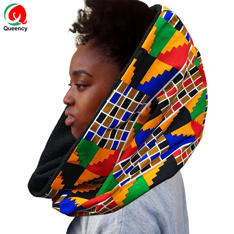 Шарф Queency унисекс с Африканским принтом, восковая ткань, бархатный кружевной бесконечный, двусторонний зимний, 2020