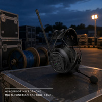 Penutup Telinga Interkom Bluetooth Anti-Noise Headset Komunikasi Tugas Berat