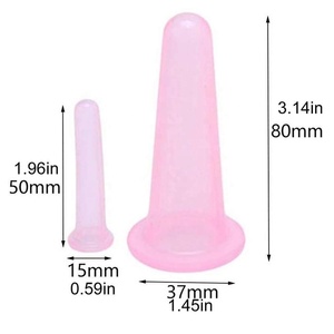 Ventouses en silicone pour massage anti-<span class=keywords><strong>cellulite</strong></span> à domicile, outil de thérapie, ventouses faciales durables, ventouses transparentes/roses - Product Image 3