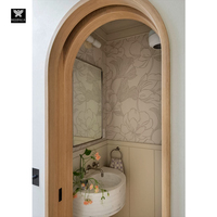 Porte coulissante de poche intérieure en bois avec kit de quincaillerie pour maisons Double porte cachée en bois pour cloison