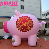 Décoration d'activités, cochon gonflable rose de dessin animé avec logo à des fins publicitaires