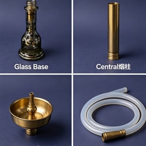 Chicha égyptienne KM <span class=keywords><strong>Khalil</strong></span> <span class=keywords><strong>Mamoon</strong></span> de grande taille, couleur dorée, technique miroir fabriquée en usine, pour voyage, fête, camping, vente en gros à prix abordable - Product Image 3