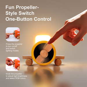 Veilleuse Avion en Bois Rechargeable, 3 Modes d'Éclairage, Lampe <span class=keywords><strong>de</strong></span> Chevet Créative, Lampe <span class=keywords><strong>de</strong></span> Table Décorative pour Chambre et Décoration Intérieure - Product Image 6