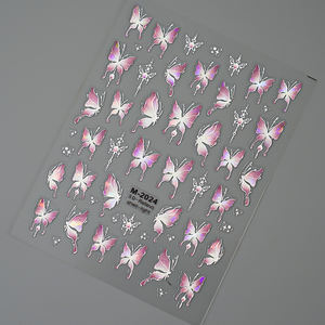 New Craft French 3D Nail Art Stickers Set Grace Pink Blue Butterfly Designs para una manicura fresca y elegante - Product Image 3