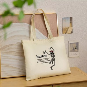 Maßgeschneiderte Canvas-Tragetasche mit Aufdruck „Tanzendes Skelett <span class=keywords><strong>Balter</strong></span>“-Zitat, wiederverwendbare große Schulter-Einkaufstasche, umweltfreundliche Alltagstasche - Product Image 5