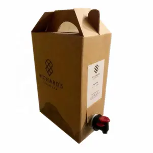 Kertas Kustom Coklat 1L 2L 3L 4L 5L Tas Dalam Kotak untuk Produk Cair Wadah Minuman Sekali Pakai Kopi untuk Pergi Wisatawan Dispenser