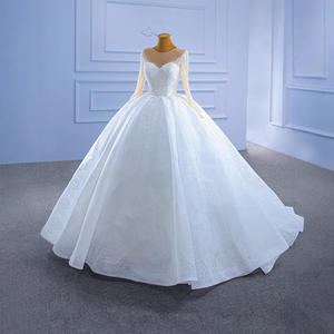 فستان زفاف عاجي عاري الكتفين على شكل حرف A-line طويل قطار مصلى مطرز بالدانتيل مطرز بالكرة ثوب خيال دانتيل طبيعي - Product Image 3