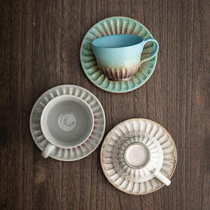 Juego de Taza y Plato de Café de Lujo Estilo Europeo, para Latte Art, Té de la Tarde, Taza de Cerámica Rústica - Product Image 4