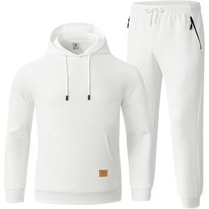 Rdruko <b>Men's</b> Sweatshirt Set <b>White</b> 2XL Lightweight Moisture Wicking <b>Jogger</b> Suit - Product Image 1